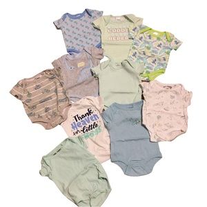 10 Piece Baby Boy Bundle One Piece Bodysuits, Assorted, 0-3 Months